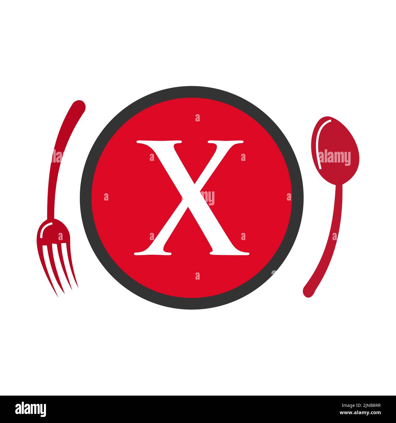 Letter X Restaurant Logo. Restaurant Logotype On Letter X Spoon And Fork Concept Vector Stock Vector