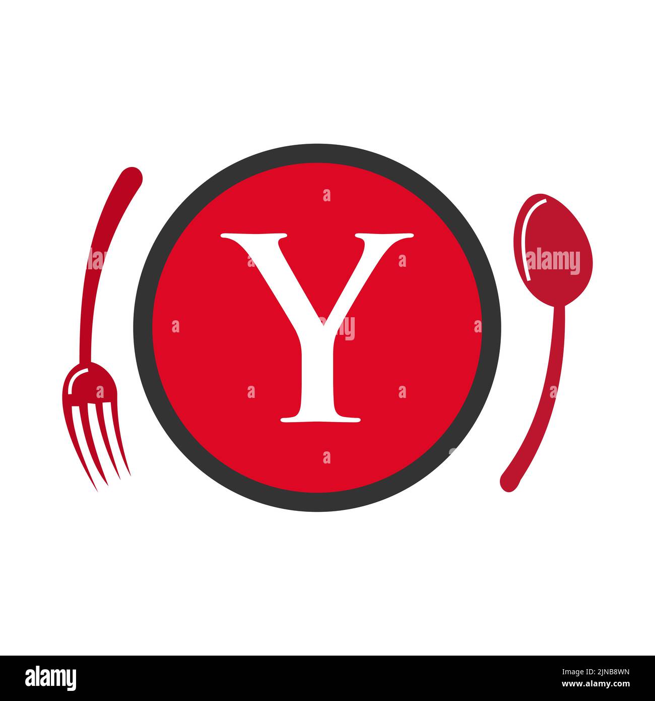 Letter Y Restaurant Logo. Restaurant Logotype On Letter Y Spoon And Fork Concept Vector Stock Vector
