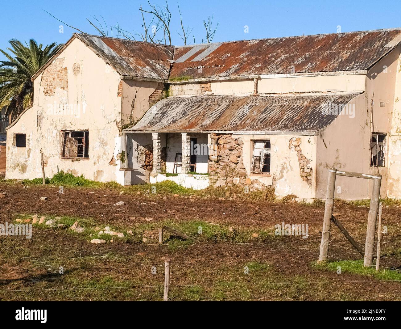 Derelict rural property with building in disrepair in country South Africa. Stock Photo