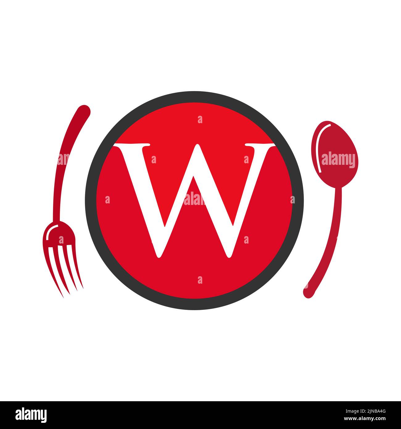 Letter W Restaurant Logo. Restaurant Logotype On Letter W Spoon And Fork Concept Vector Stock Vector