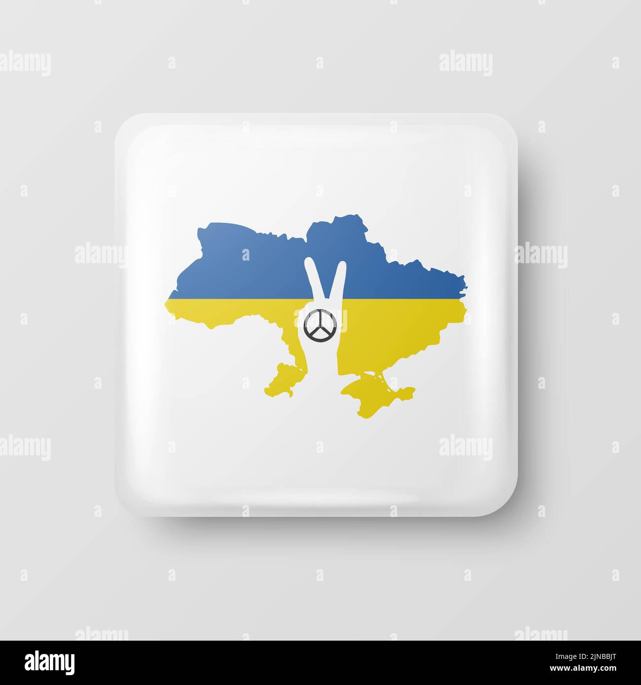 Peace for Ukraine. Button Pin Badge with Anti-war Call. Struggle, Protest, Support Ukraine, Fist with Ukrainian War. Vector Illustration. Slogan, Call Stock Vector