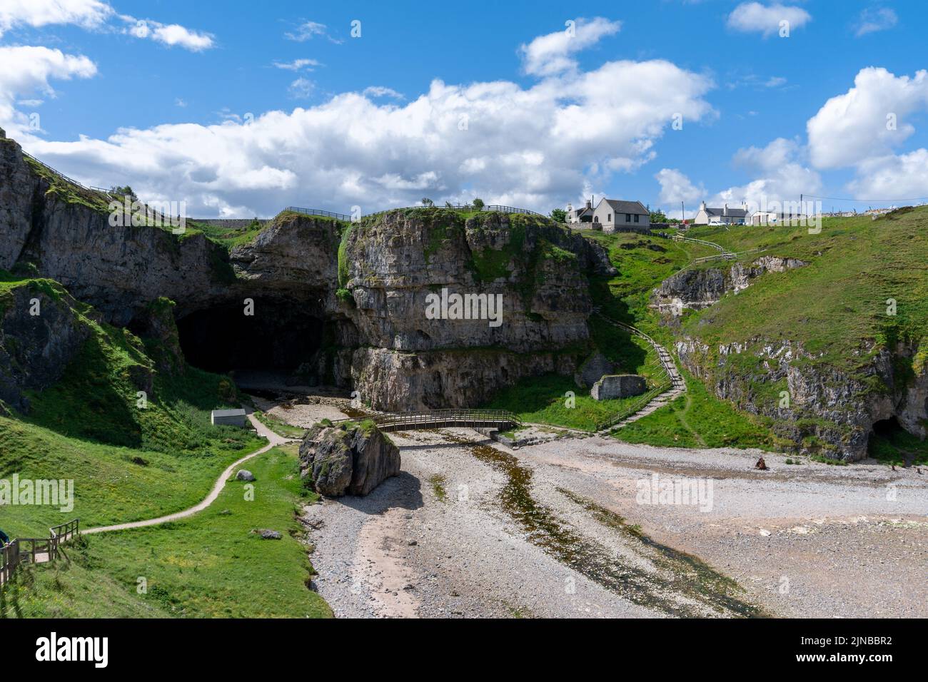 A view of the landmark Smoo Cave on the coast of the northwestern Scottish Higlands Stock Photo