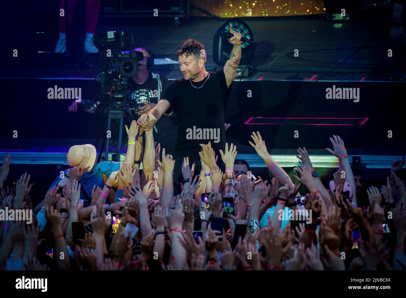 Oslo 20220810.The British animated band Gorillaz fronted by Blur vocalist Damon Albarn is performing at the Oeya Festival in Oslo. Photo: Heiko Junge / NTB Stock Photo