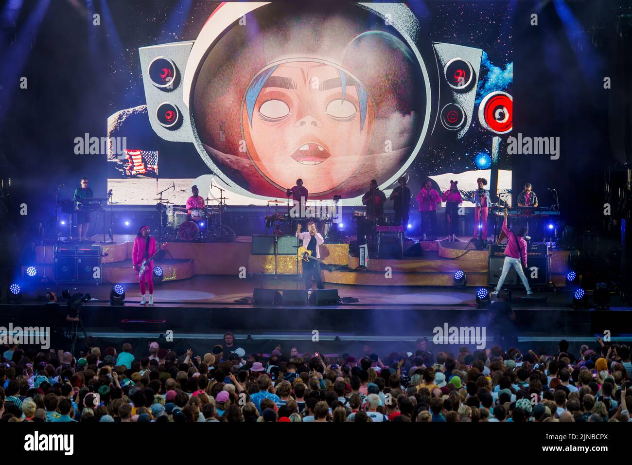 Oslo 20220810.The British animated band Gorillaz fronted by Blur vocalist Damon Albarn is performing at the Oeya Festival in Oslo. Photo: Heiko Junge / NTB Stock Photo