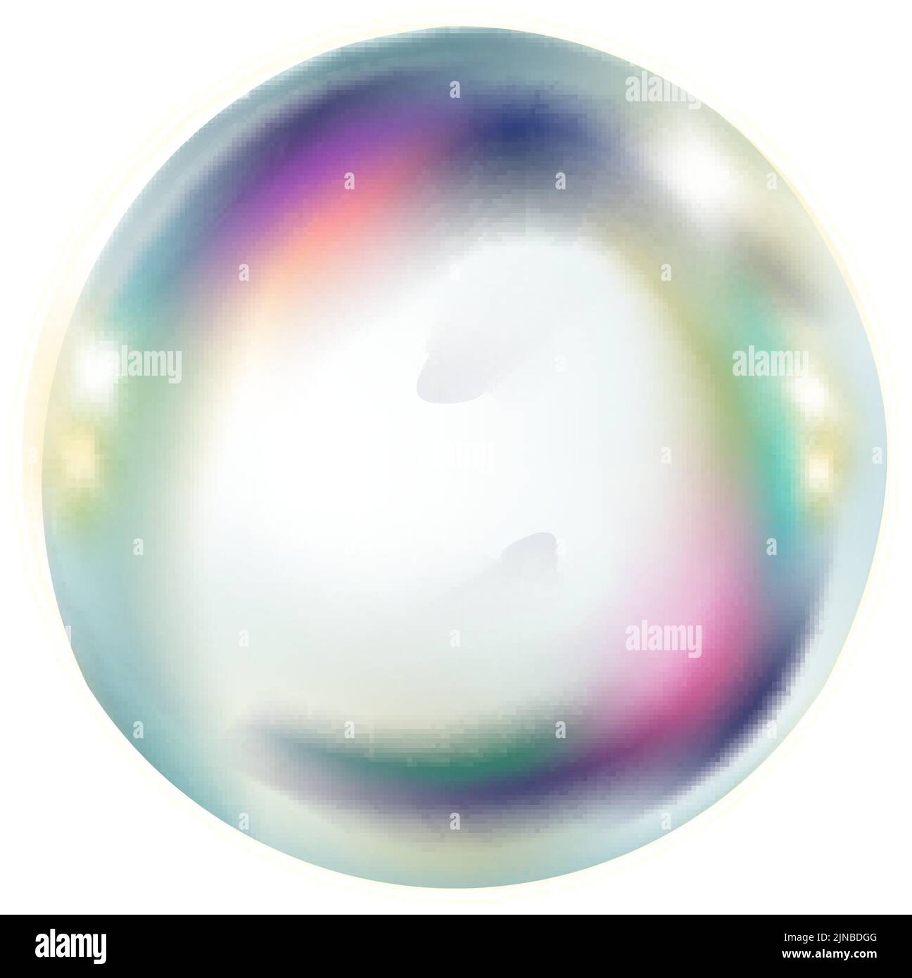 Rainbow soap bubble. Transparent glossy air sphere isolated on white ...