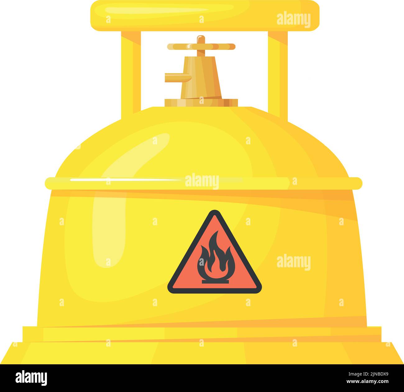 Flammable tank container with dangerous label. Gas storage isolated on