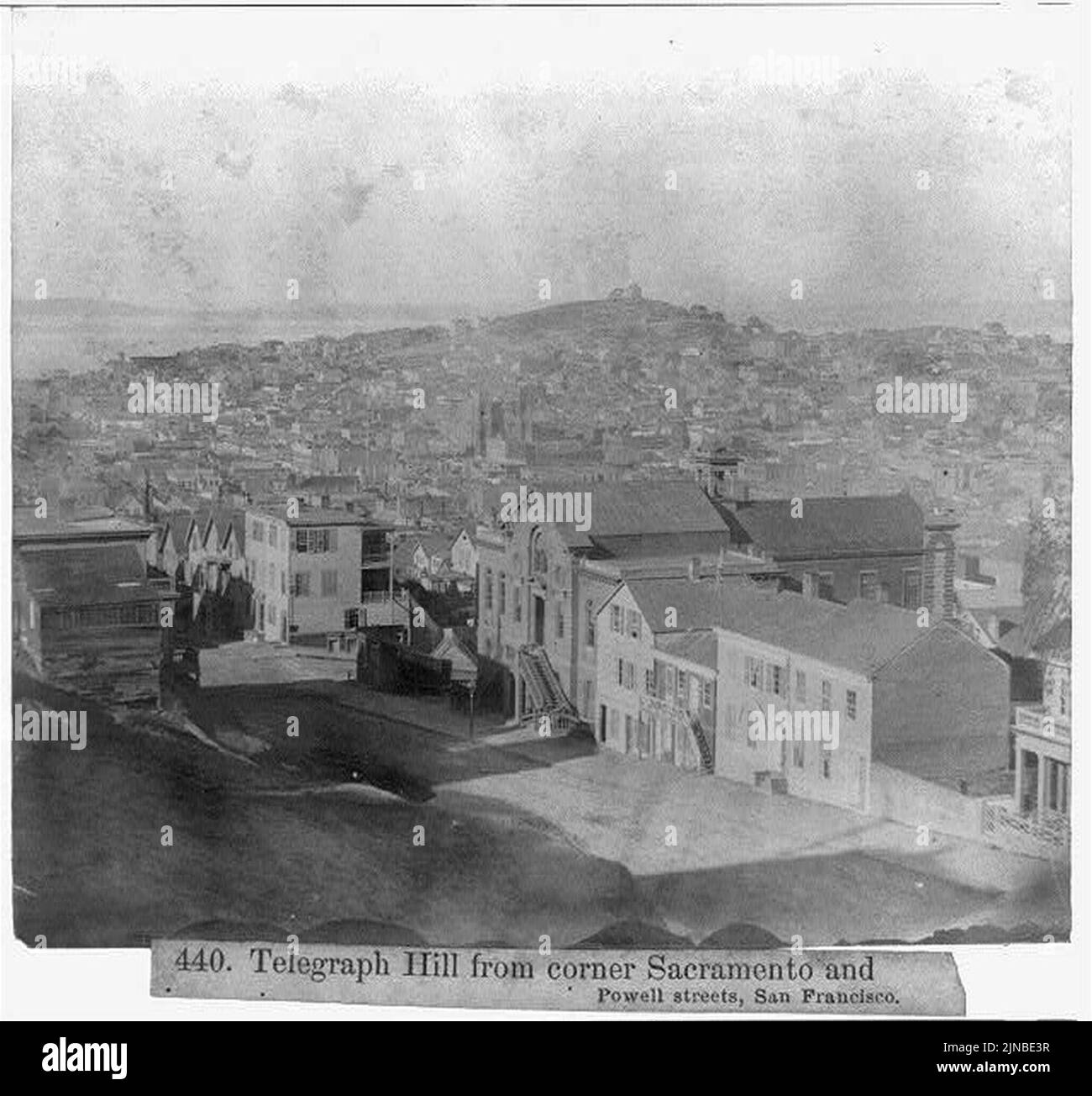 Telegraph Hill from corner Sacramento and Powell Streets, San Francisco