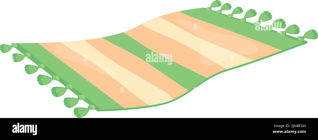 Soft striped floor rug. Cartoon wool carpet isolated on white background Stock Vector