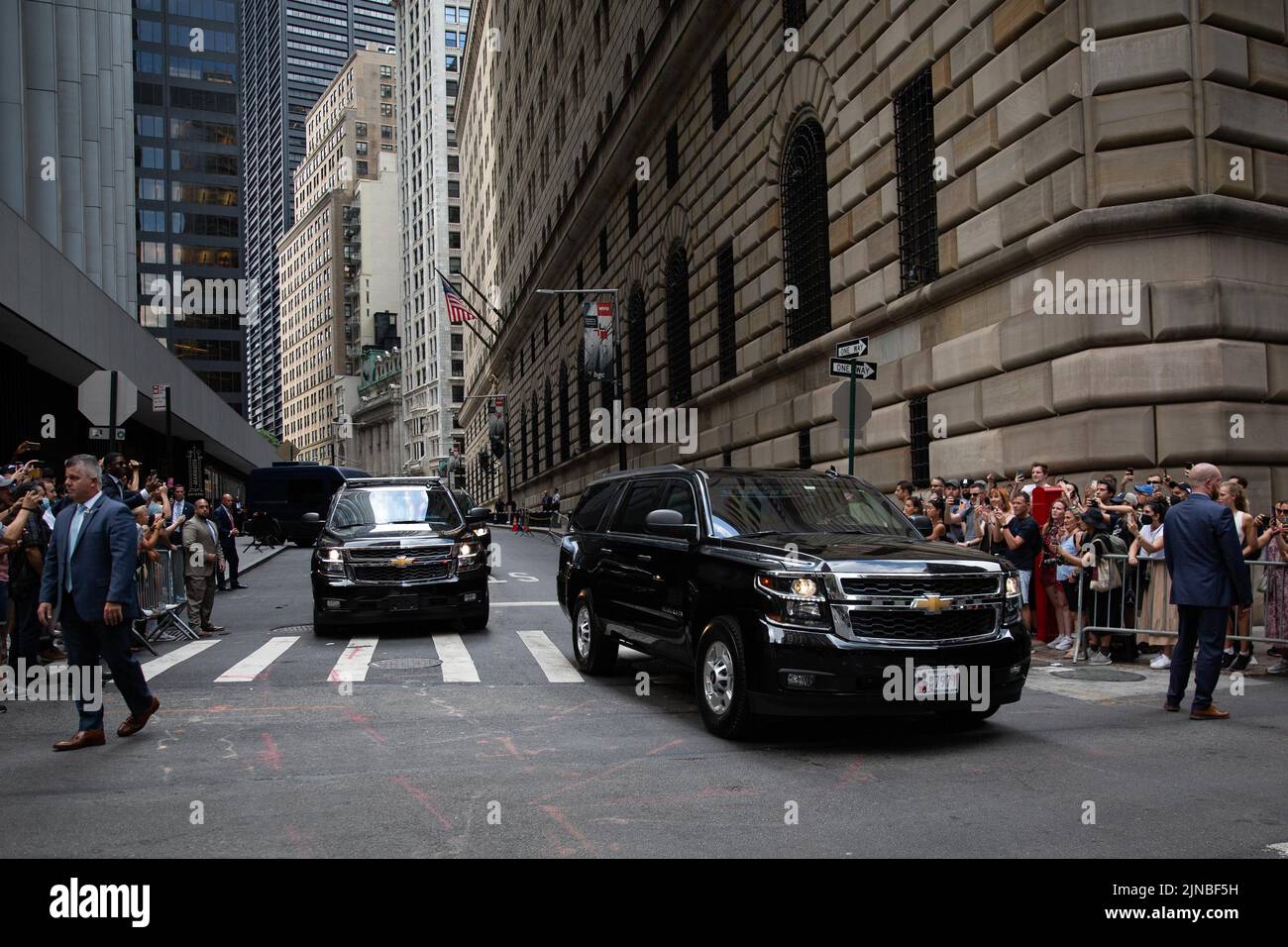 New York City, USA. 10th Aug, 2022. Former President Donald Trump's motorcade leaves New York Attorney General Letitia James office on August 10, 2022 in New York, NY. (Photo by Karla Coté/Sipa USA) Credit: Sipa USA/Alamy Live News Stock Photo