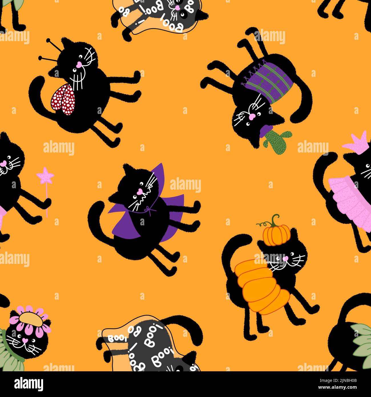 Halloween black cats seamless pattern for clothes print and wrapping ...