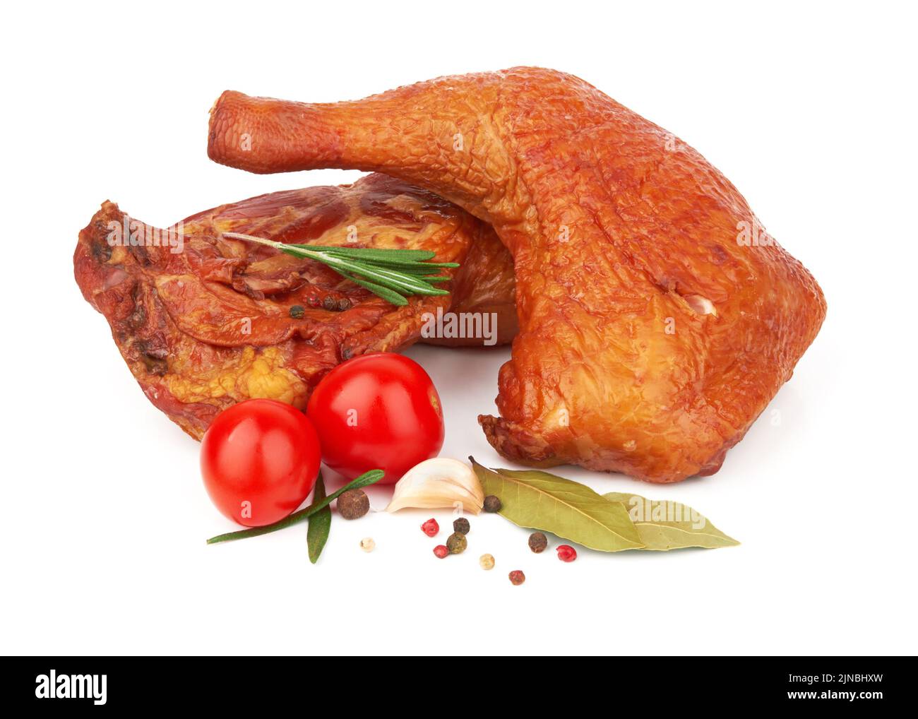 Baked chicken thighs with skin on Cut Out Stock Images & Pictures - Alamy