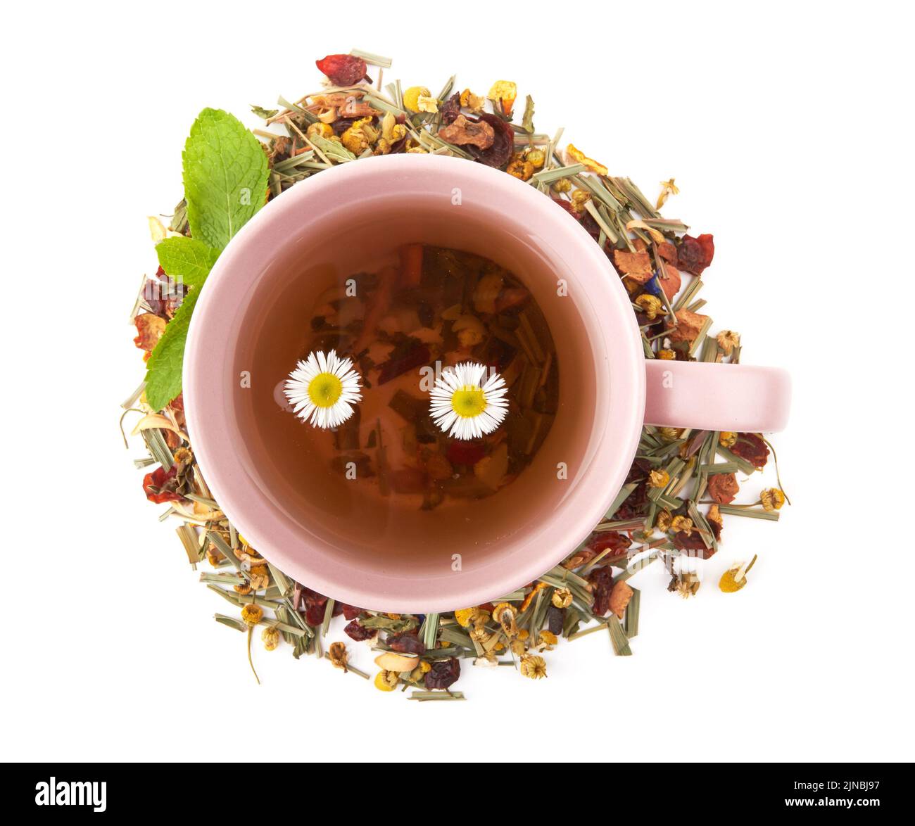 Cup of hot herbal tea isolated on white background Stock Photo - Alamy