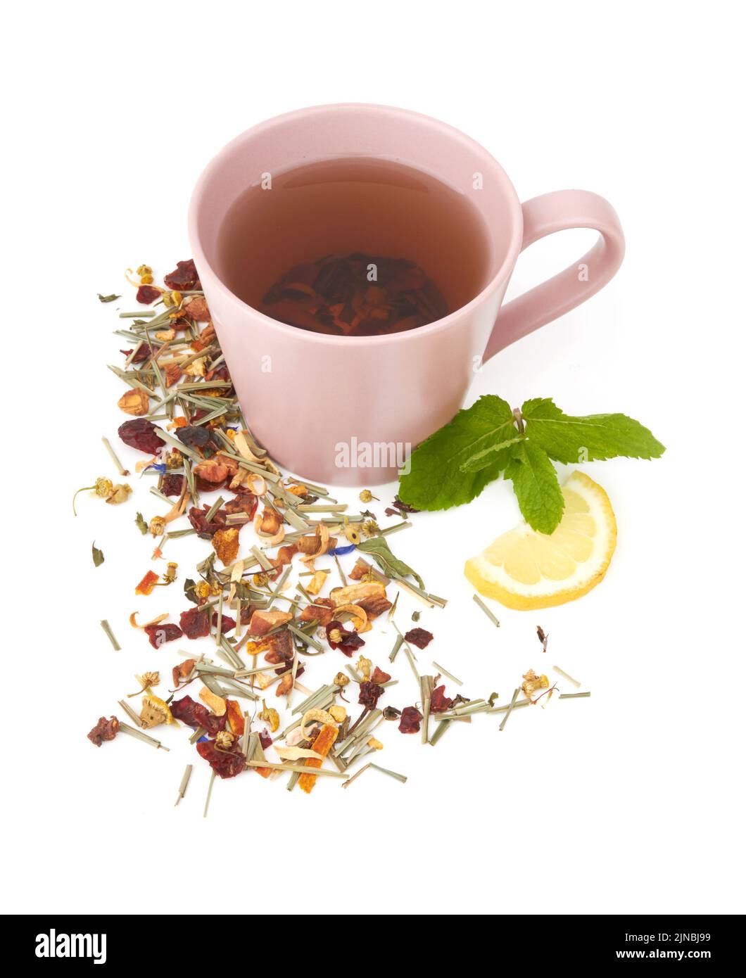 Cup of hot herbal tea isolated on white background Stock Photo - Alamy