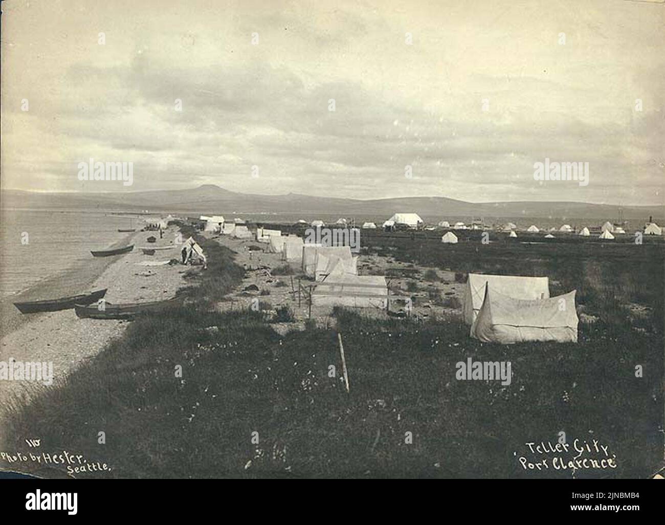 Tent city along the beach, Teller, Alaska, ca 1900 (HESTER 1 Stock