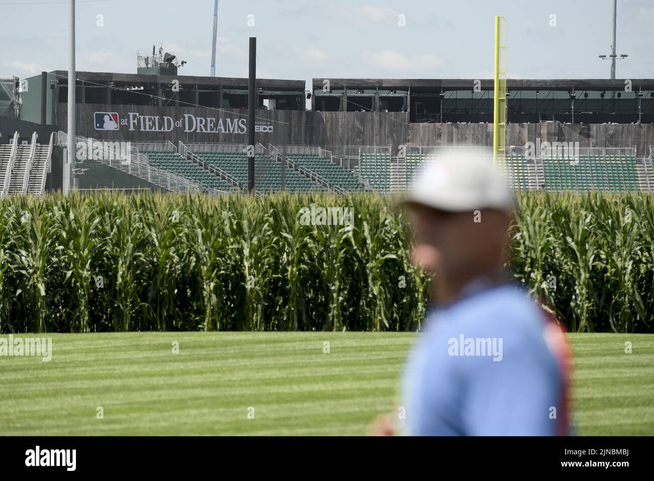 Dyersville, United States. 10th Aug, 2022. Major League Baseball prepares  for the second annual Field of Dreams game between the Cincinnati Reds and  Chicago Cubs in Dyersville, Iowa, Wednesday, August 10, 2022.