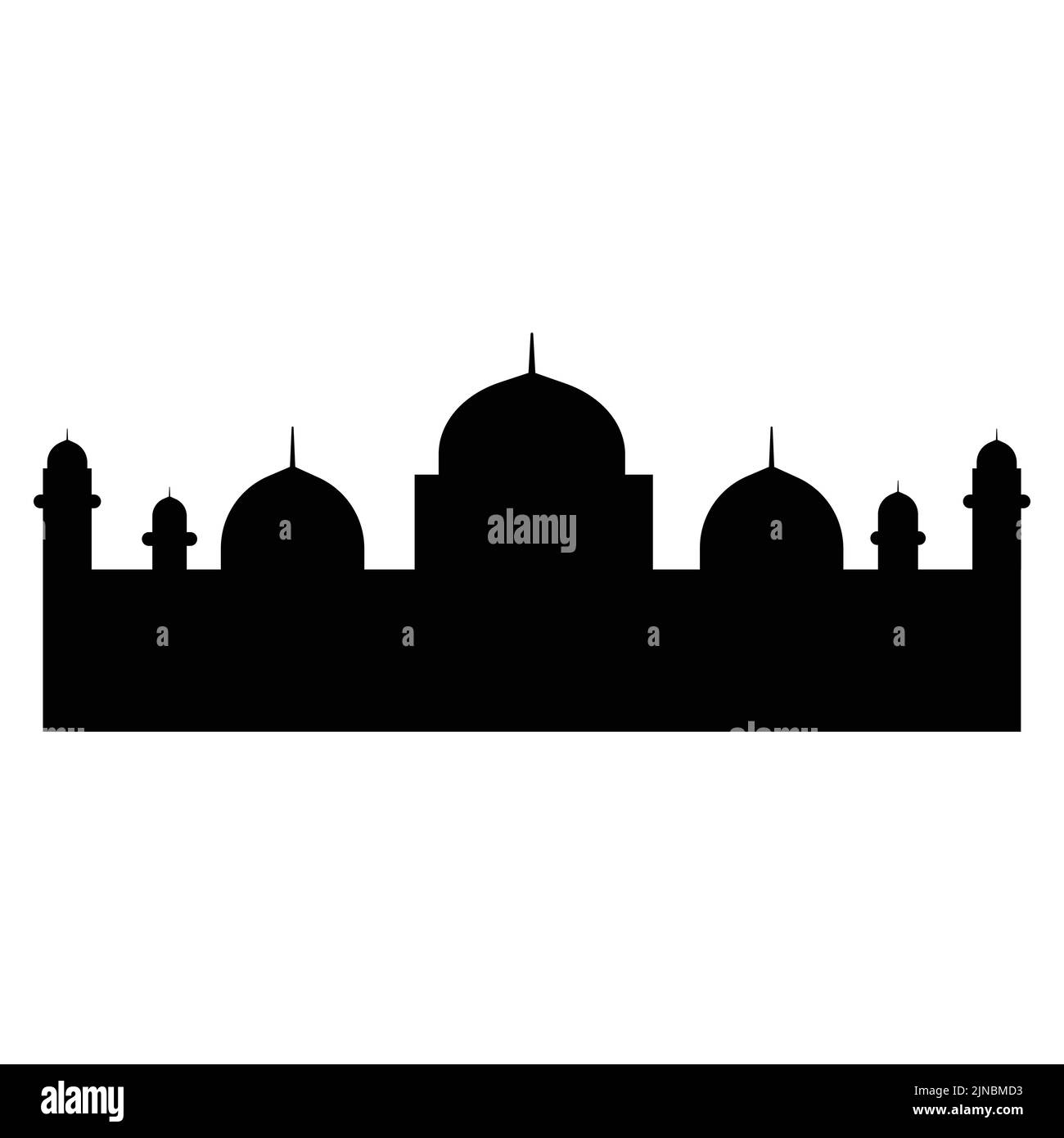 A simple vector illustration design of a mosque building from Pakistan isolated on a white background Stock Vector