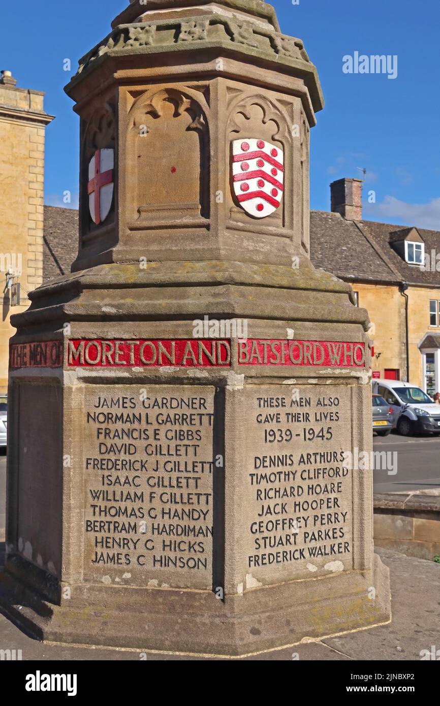 Morton-In-Marsh & Batsford war memorial, Evenlode Valley, Cotswold District Council, Gloucestershire, England, UK, GL56 0LW Stock Photo
