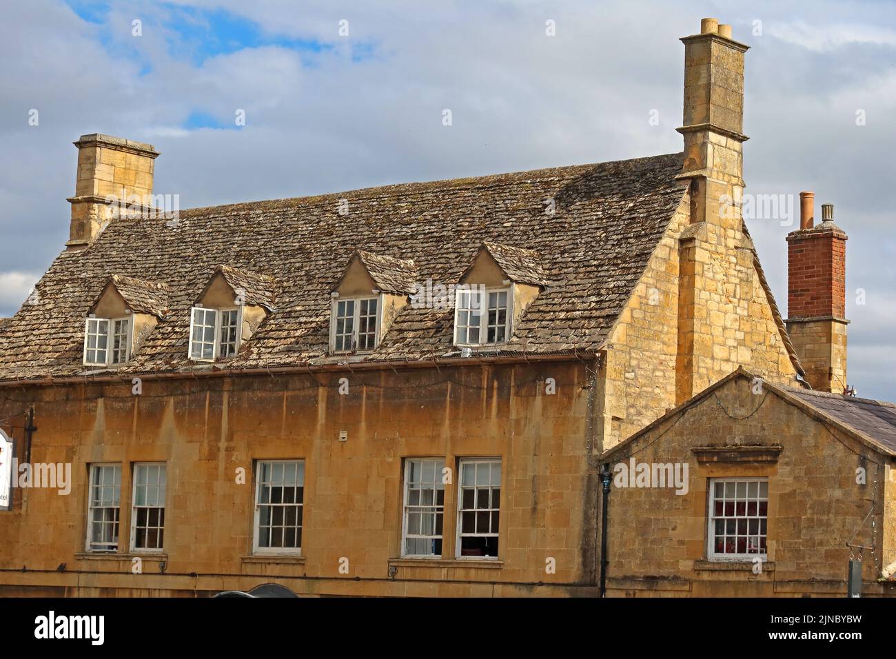 Buildings in the historic High Street, Chipping Campden, Cotswolds, Gloucestershire, England, UK, GL55 6AT Stock Photo