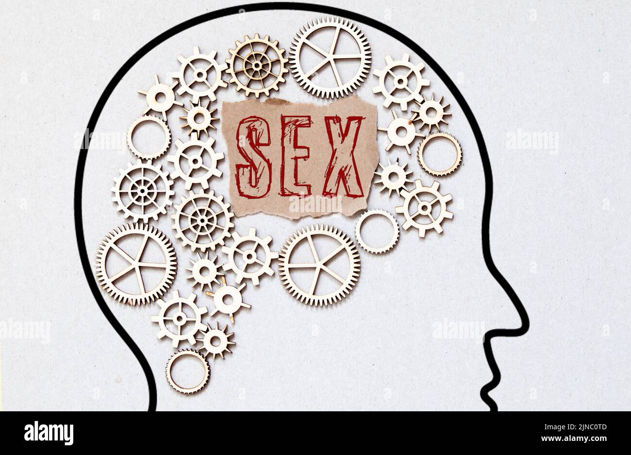 Sex.The word is written on a slip of colored paper. Psychological terms, psychologic words, Spiritual terminology. psychiatric research. Mental Health Stock Photo