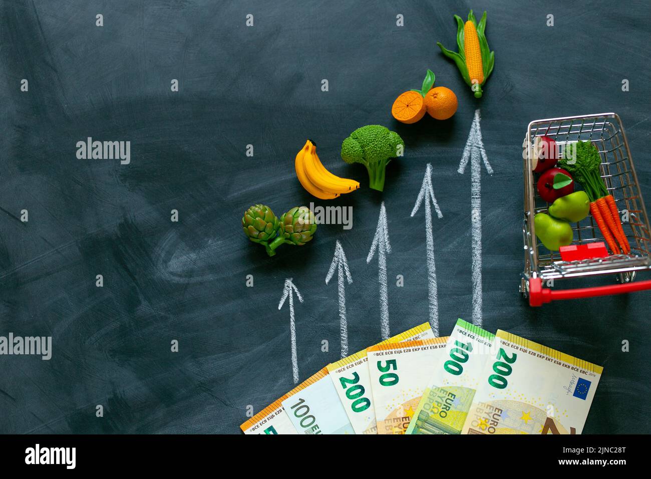 food crisis. Rising food prices in the European Union.Grocery basket in