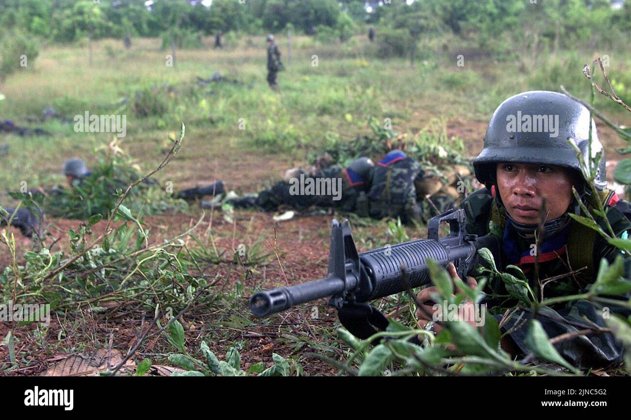 Thai Army soldier with M16A1 2000 Stock Photo