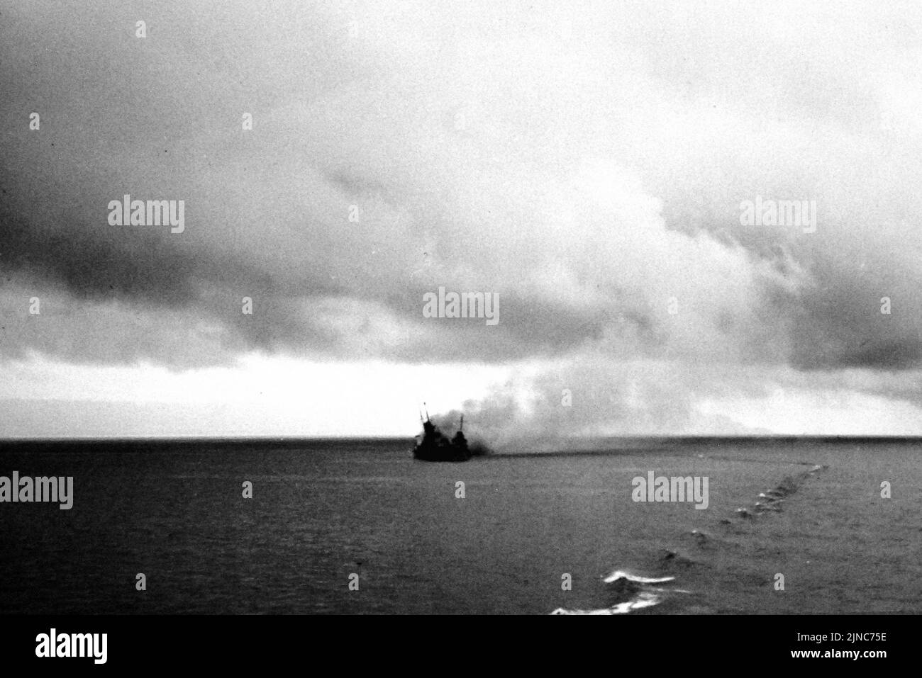 The HMAS Canberra was badly damaged during the Battle of Savo Island  and was scuttled on the 9th August 1942 Stock Photo