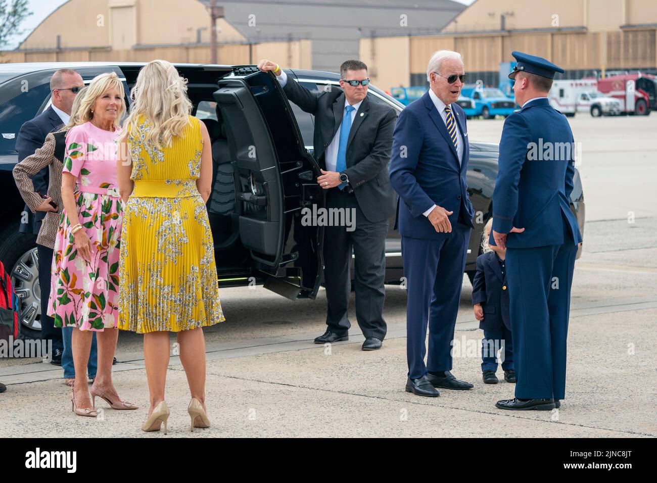 United States President Joe Biden, with First Lady Jill Biden (L), walks to board to board Air Force One at Joint Base Andrews, Maryland, USA, 10 August 2022.Credit: Shawn Thew/Pool via CNP /MediaPunch Stock Photo