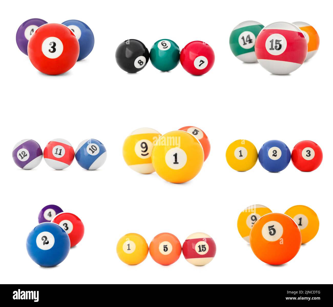 Set of billiard balls isolated on white Stock Photo Alamy