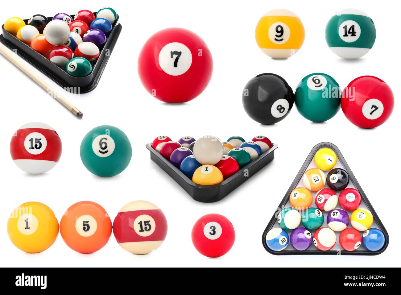 Set of billiard balls isolated on white Stock Photo Alamy