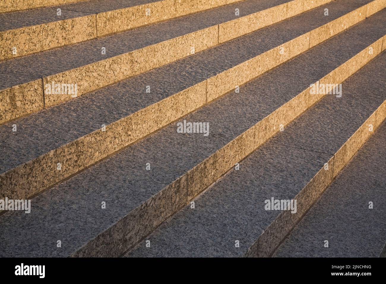 Gray granite steps at sunrise, Place de la Dauversiere, Old Montreal