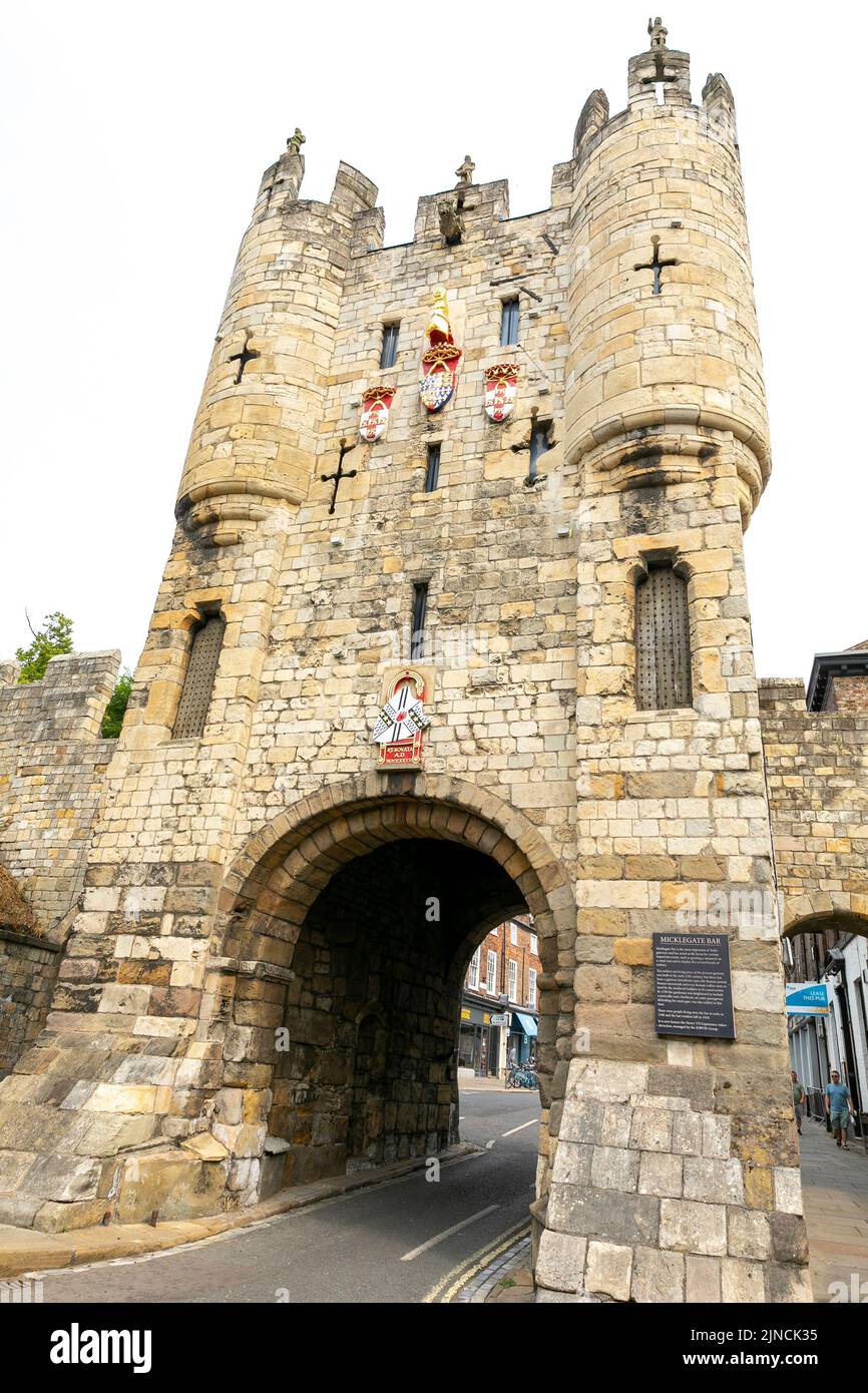 Micklegate Bar, historic city walls of York and gateway to the city, now a museum,York,Yorkshire,England,summer 2022 Stock Photo