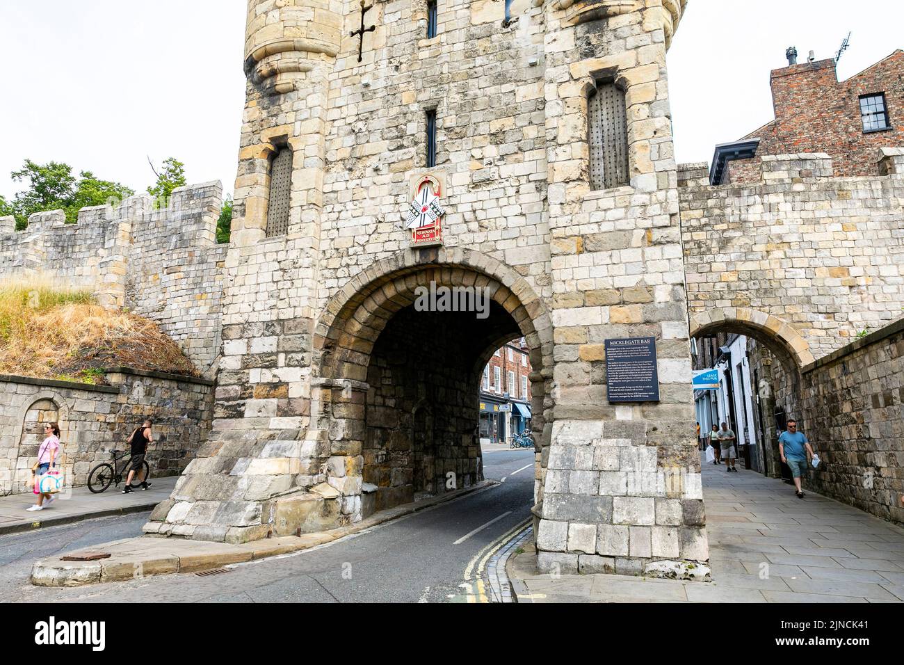 Micklegate Bar, historic city walls of York and gateway to the city, now a museum,York,Yorkshire,England,summer 2022 Stock Photo