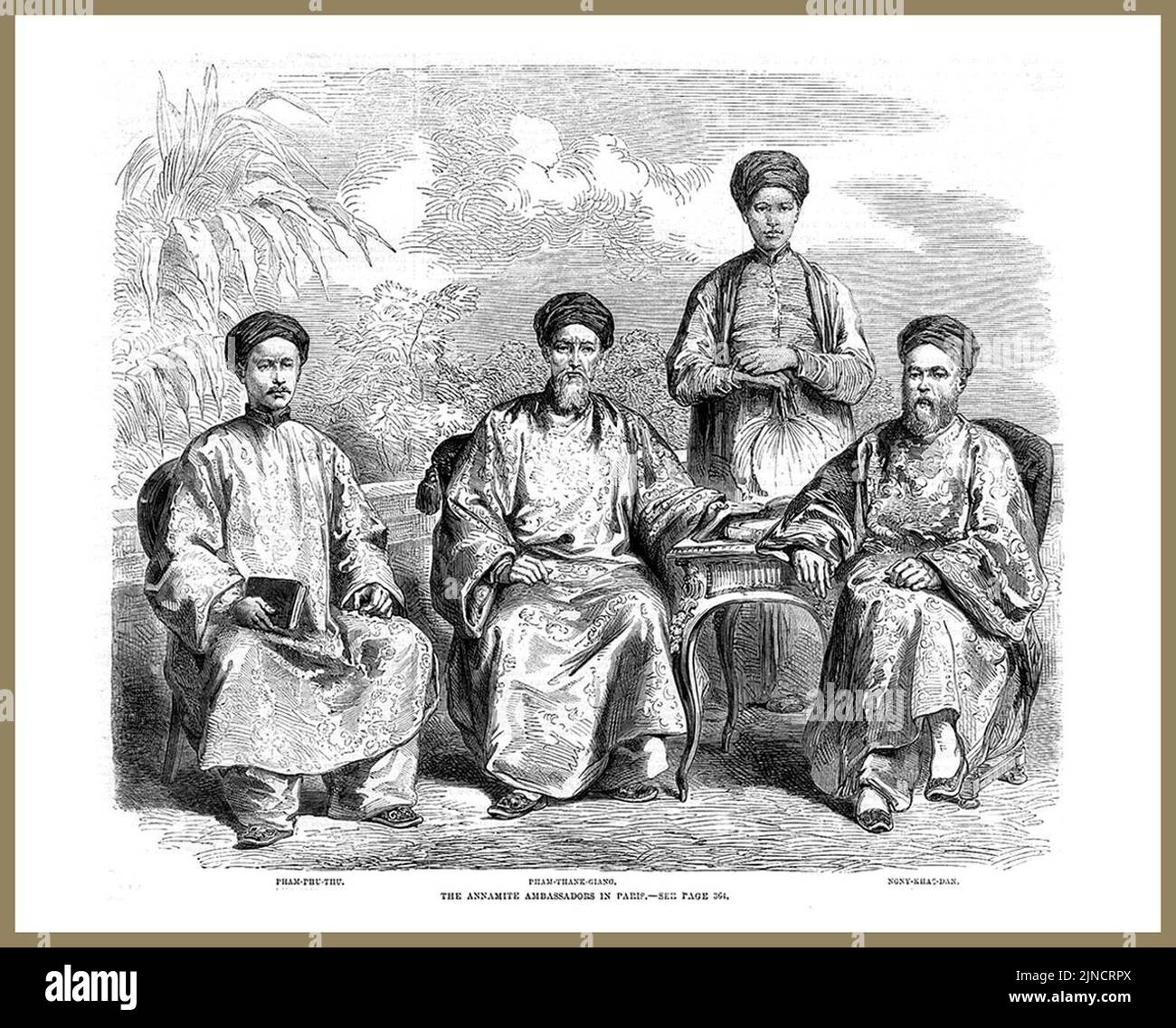 The Annamite Ambassadors in Paris - Antique Print 1863 Stock Photo
