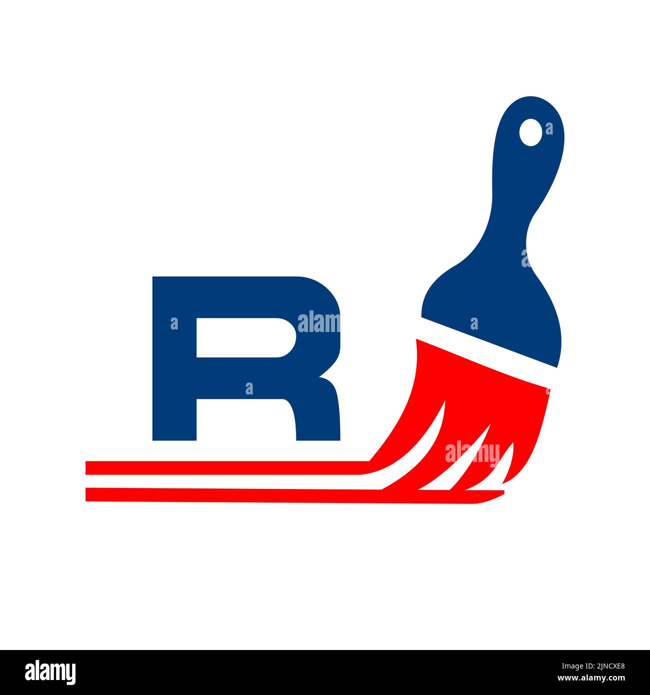 Paint logo on letter R sign. Paint brush element, house paint, painting services, painting logo template Stock Vector