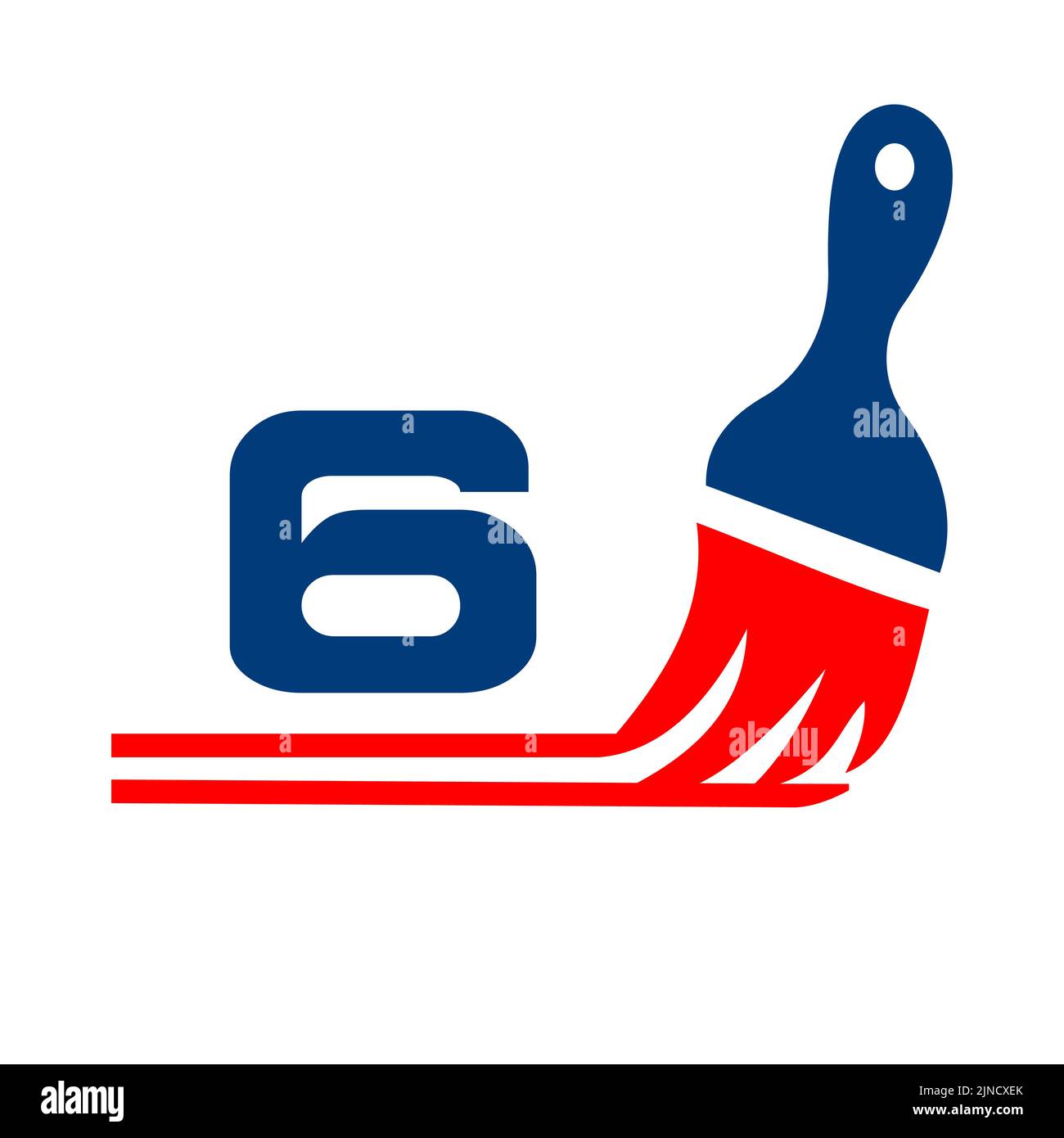 Paint logo on letter 6 sign. Paint brush element, house paint, painting