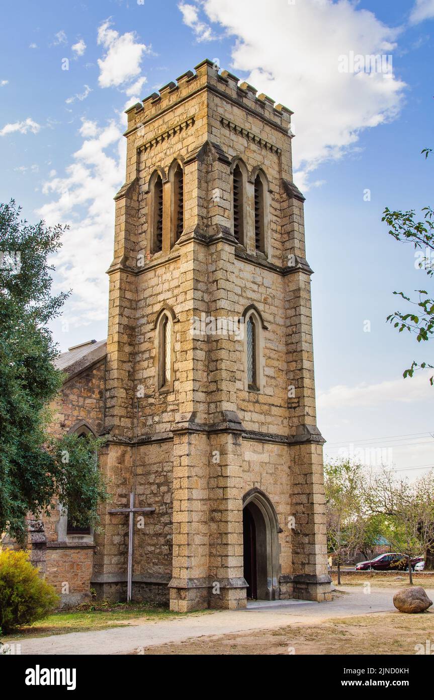 Christ Church Anglican Church at the corner Ford and Church Streets - Beechworth, Victoria, Australia Stock Photo