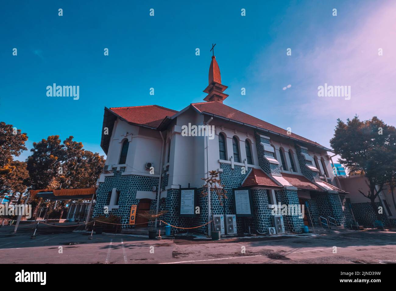 Its official name is 'Saint Virgin Mary Ratu Rosary Saint Randusari Church', the Semarang Cathedral is a church with an ancient building located on Jl Stock Photo