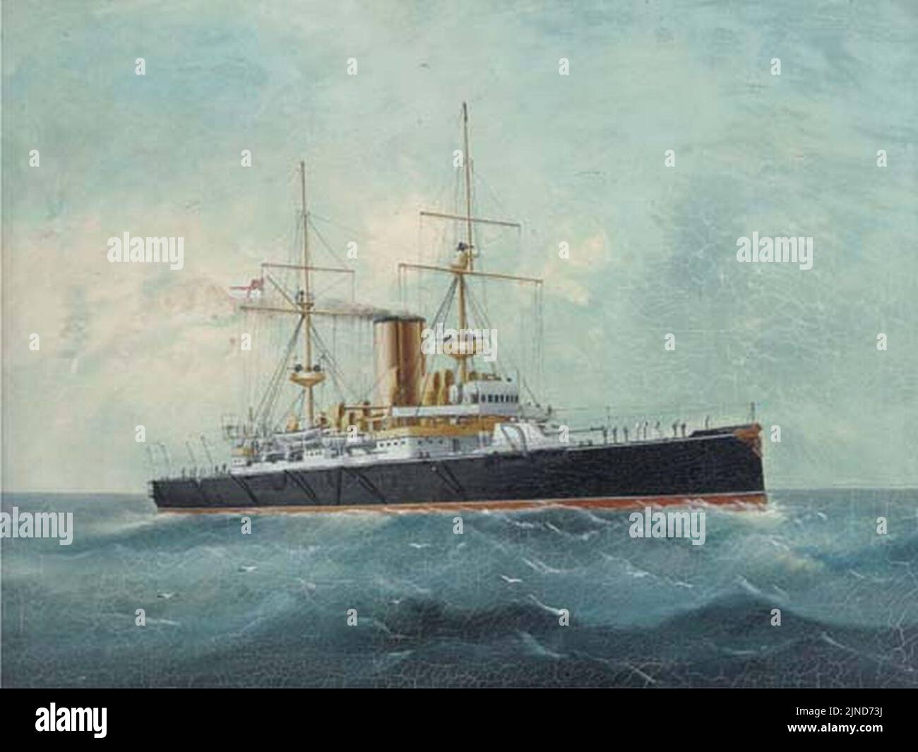 The battleship H.M.S. Barfleur on the China station Stock Photo Alamy