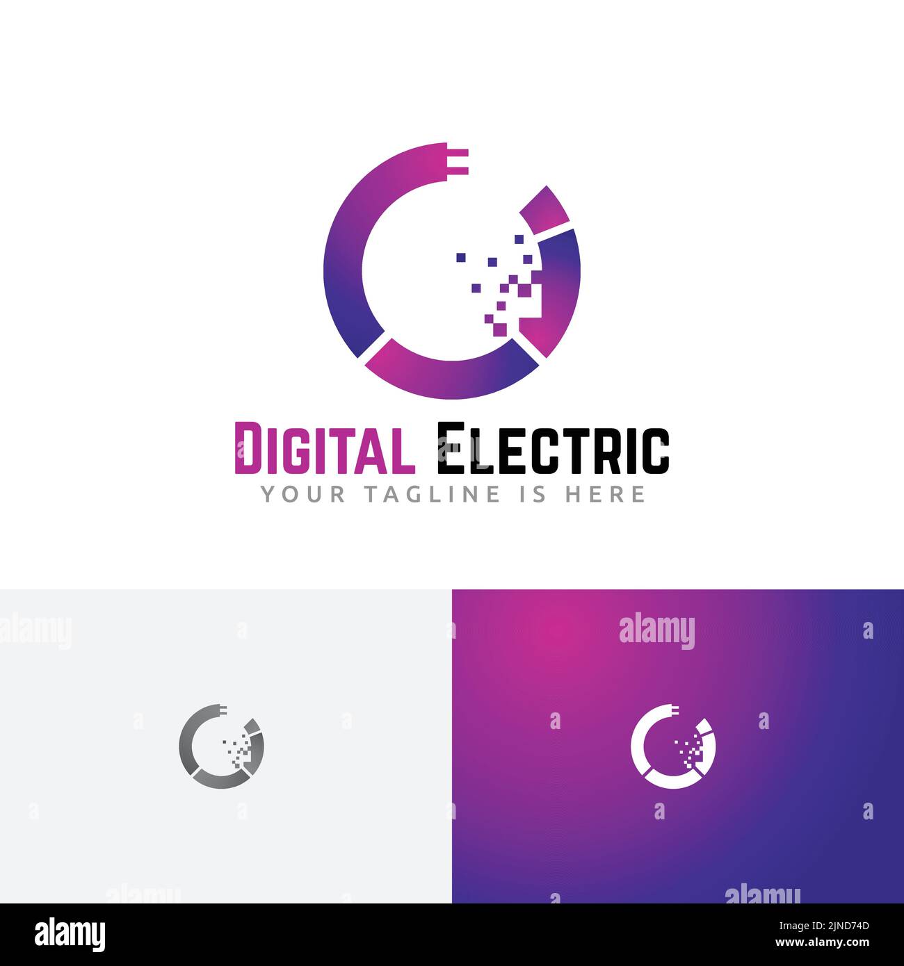 Digital Electric Power Plug Circle Technology Logo Stock Vector