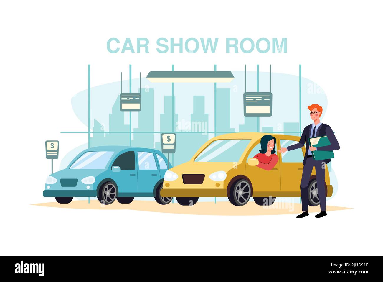 Car Dealership Illustration concept. Flat illustration isolated on white background Stock Vector