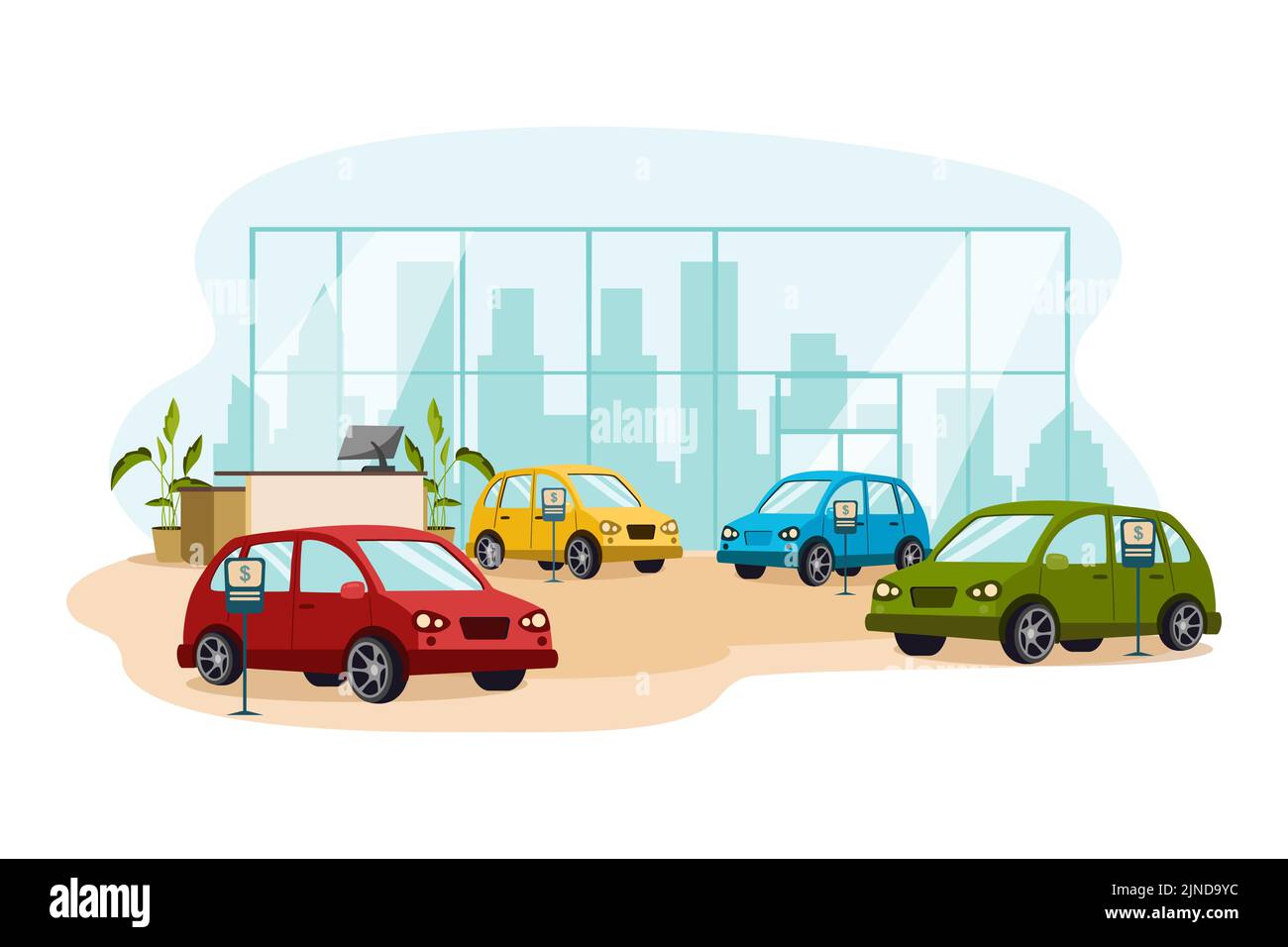 Car Dealership Illustration concept. Flat illustration isolated on white background Stock Vector