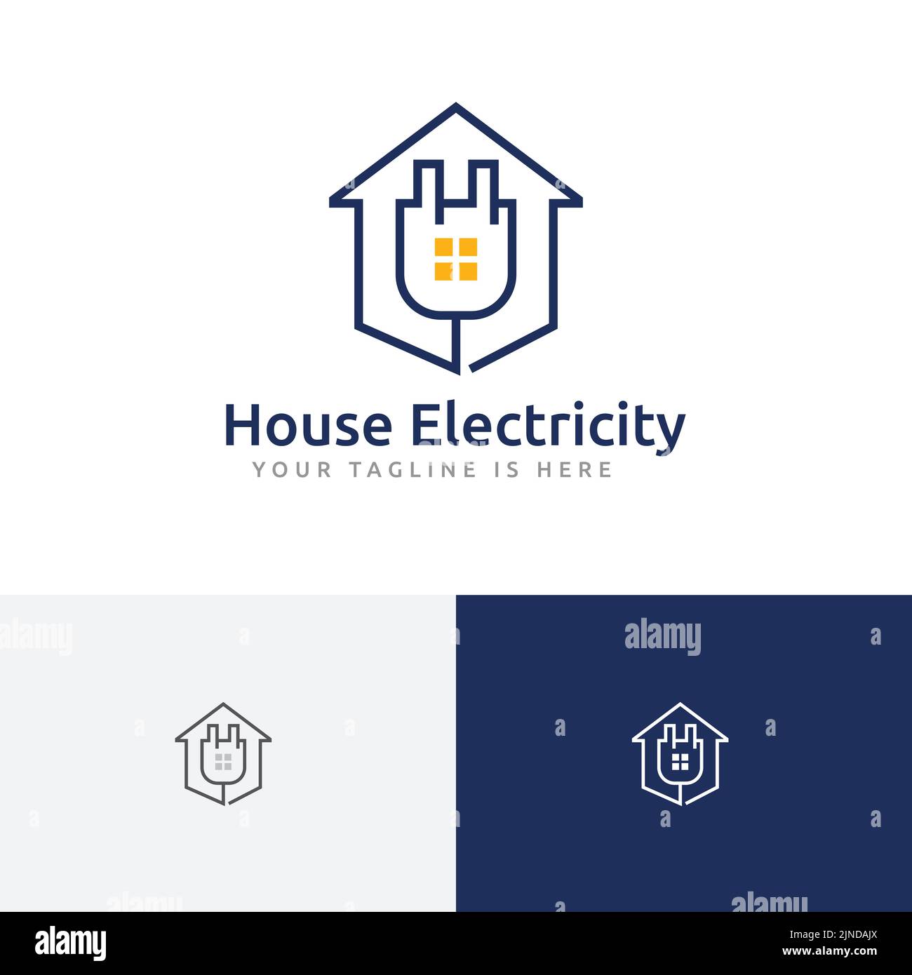 House Home Electricity Product Service Monoline Logo Stock Vector