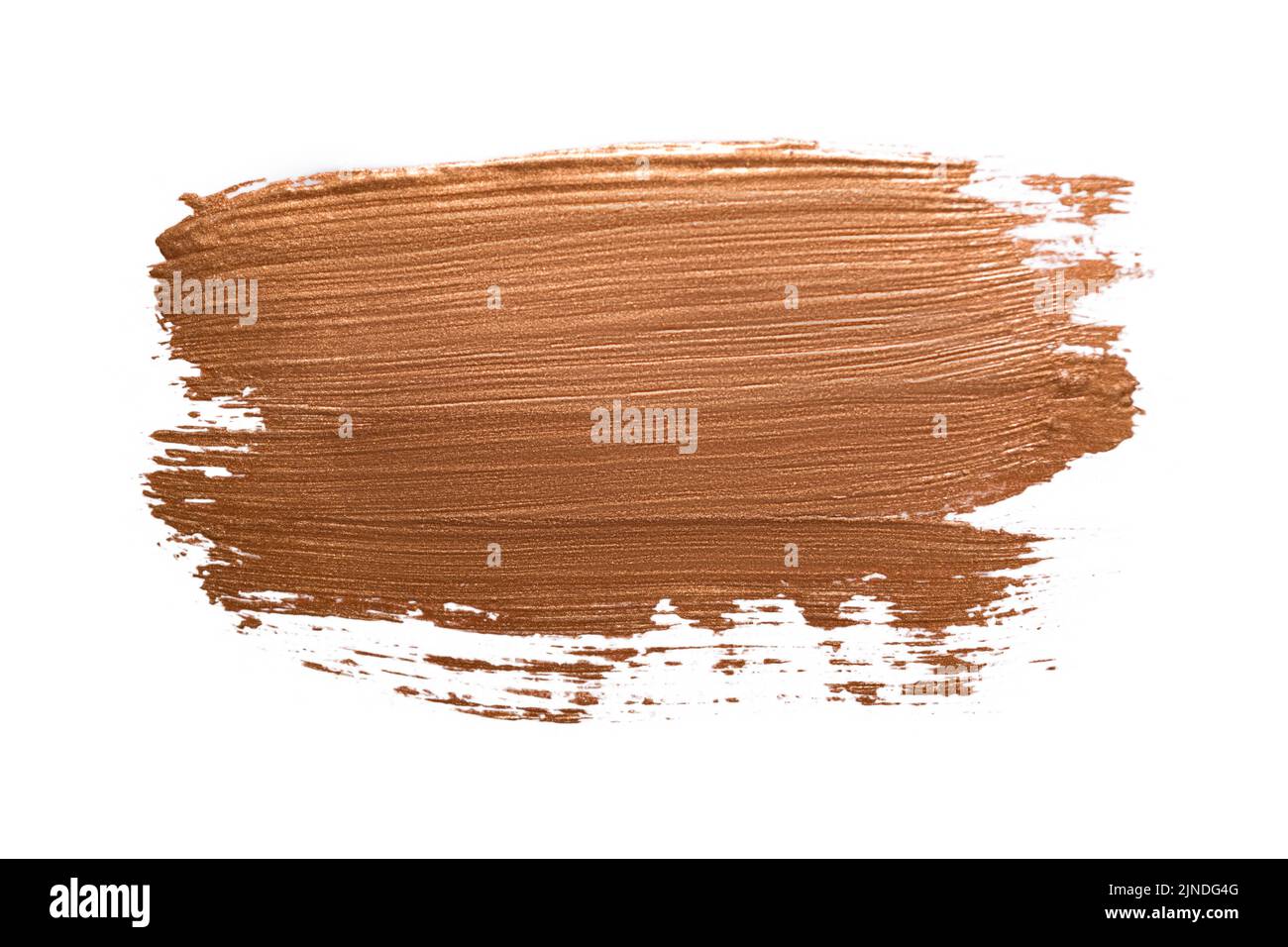 Bronze acrylic stroke isolated on white. Bright luxury background. Abstract smeared paint. Stock Photo