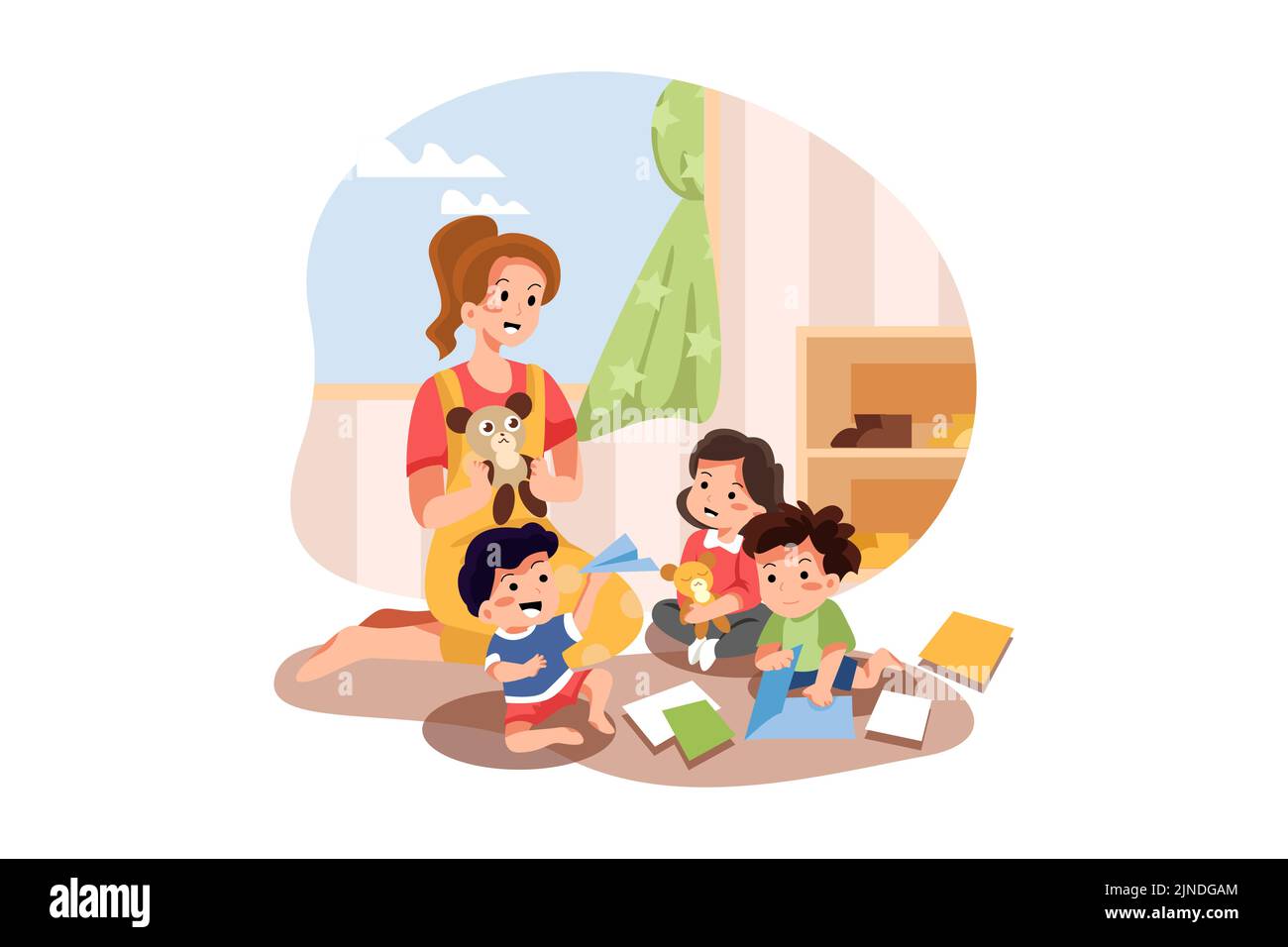 Preschool Illustration concept. Flat illustration isolated on white
