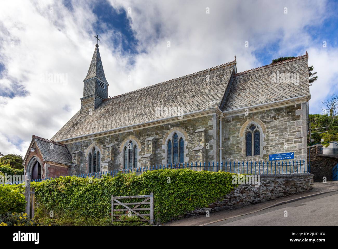 St Mawes Church in the picturesque village of St Mawes on the Roseland Peninsula in Cornwall, England. Stock Photo