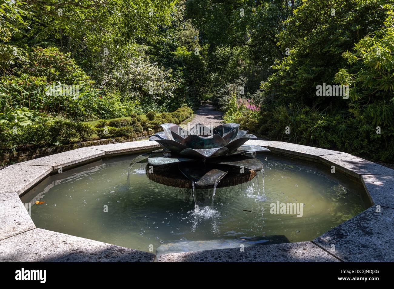 Water feature at Trewithen House and Gardens, Truro, Cornwall, England Stock Photo