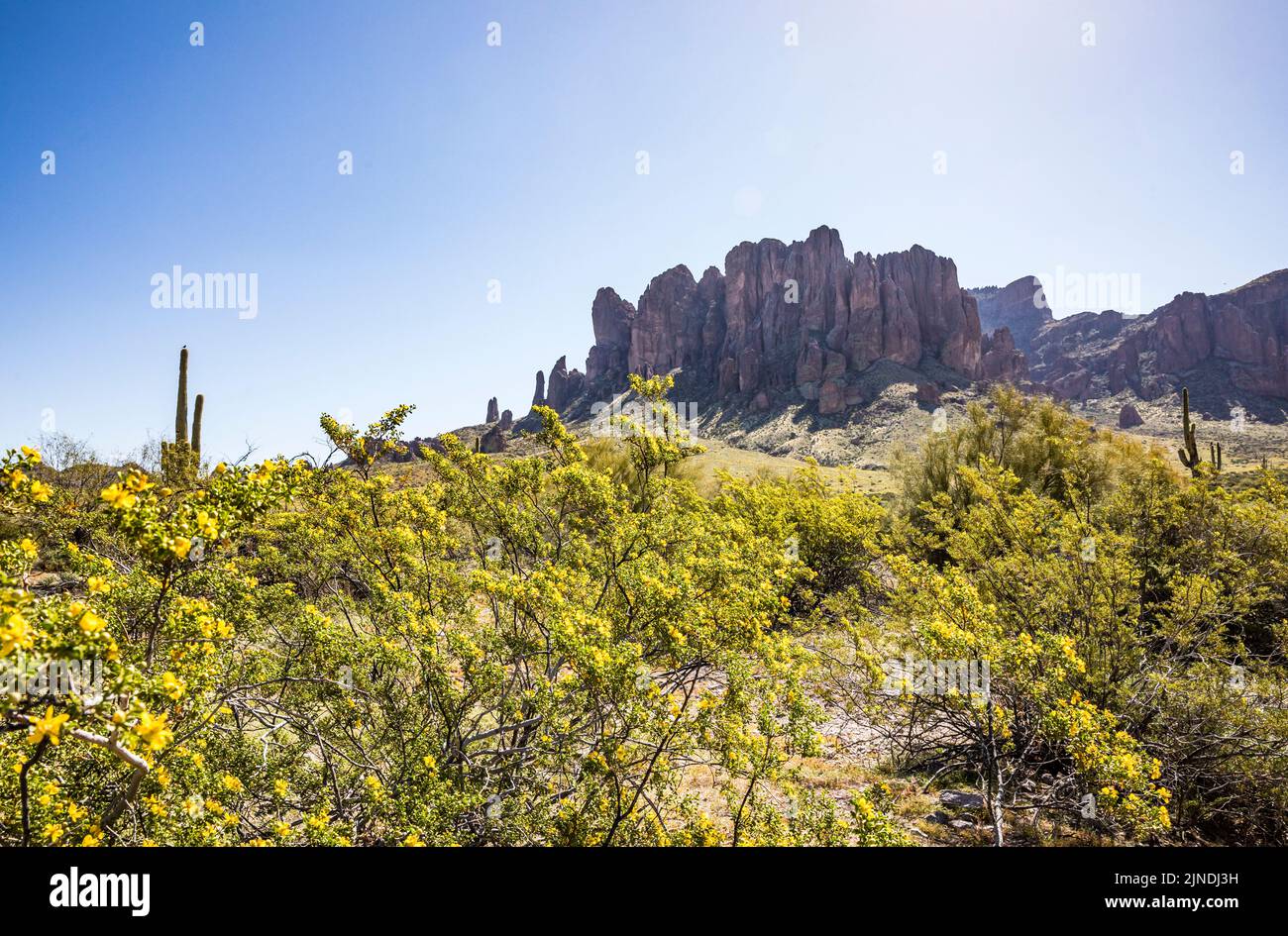 Steep rock formations in Lost Dutchman State Park, Arizona, USA. Stock Photo
