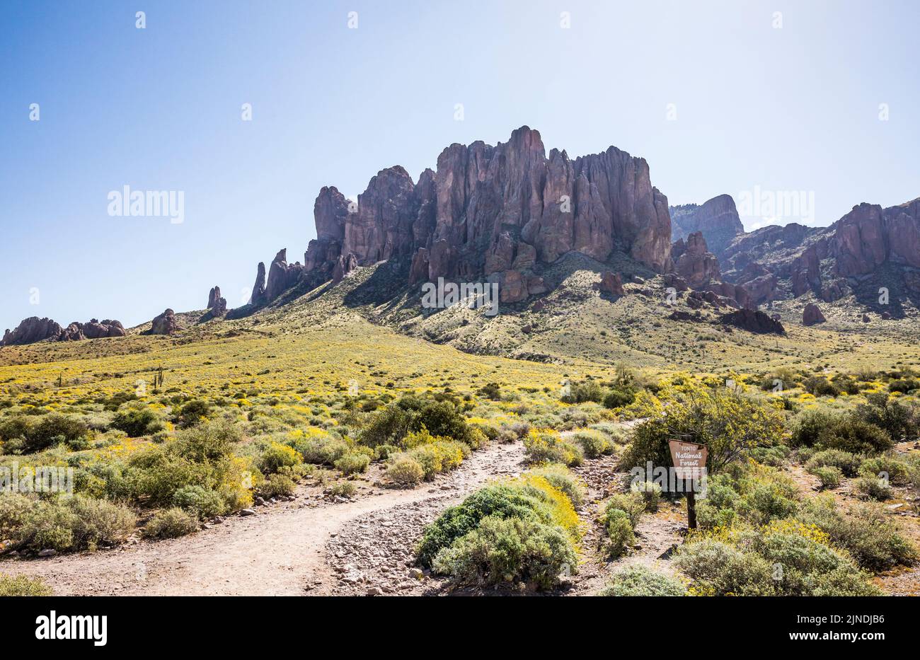 Steep rock formations in Lost Dutchman State Park, Arizona, USA. Stock Photo