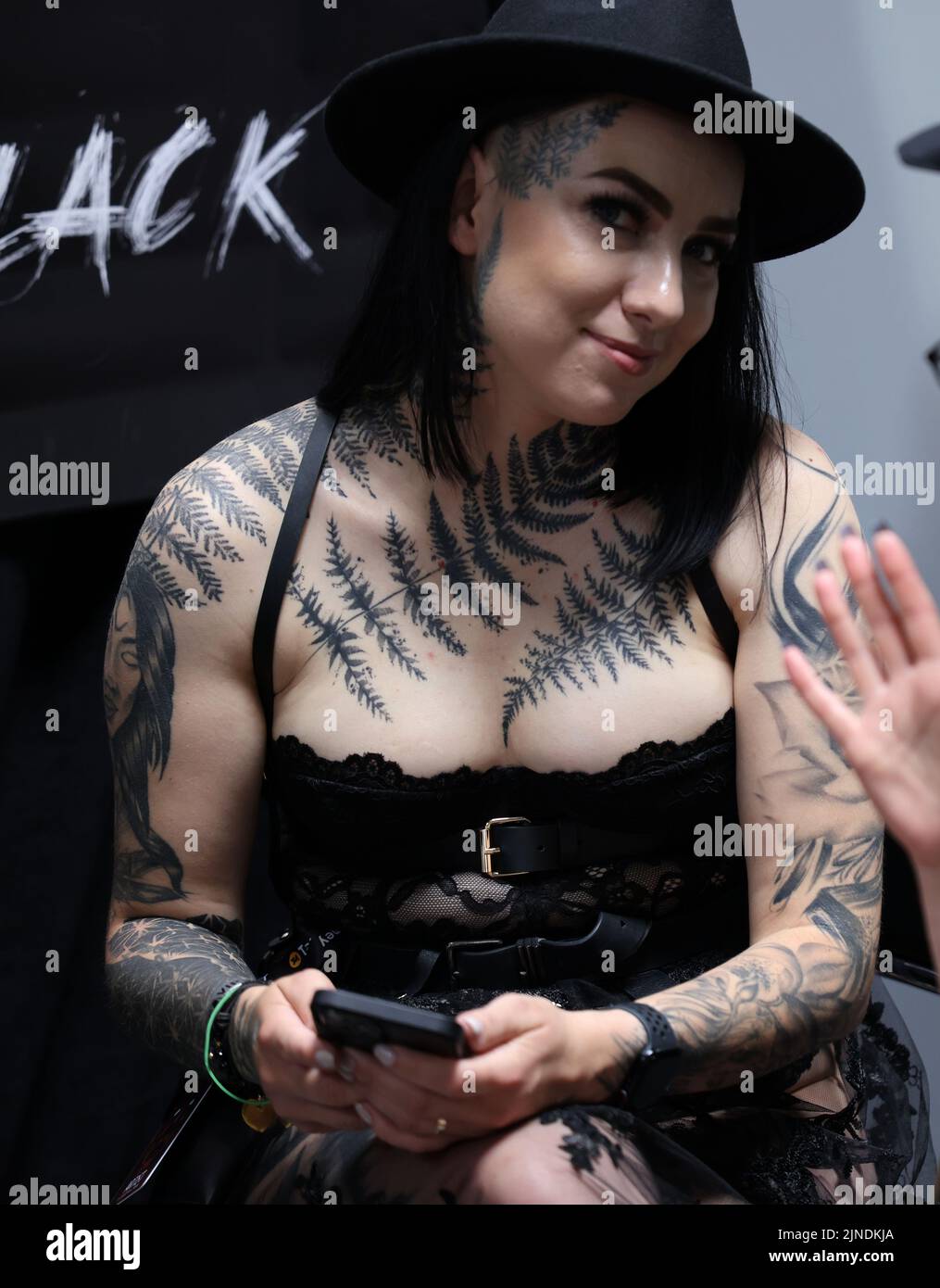 Krakow, Poland -  June 11, 2022: Unidentified  participant at 15th Tattoofest Convention in Cracow. One of the most prestigious tattoo festivals. Stock Photo