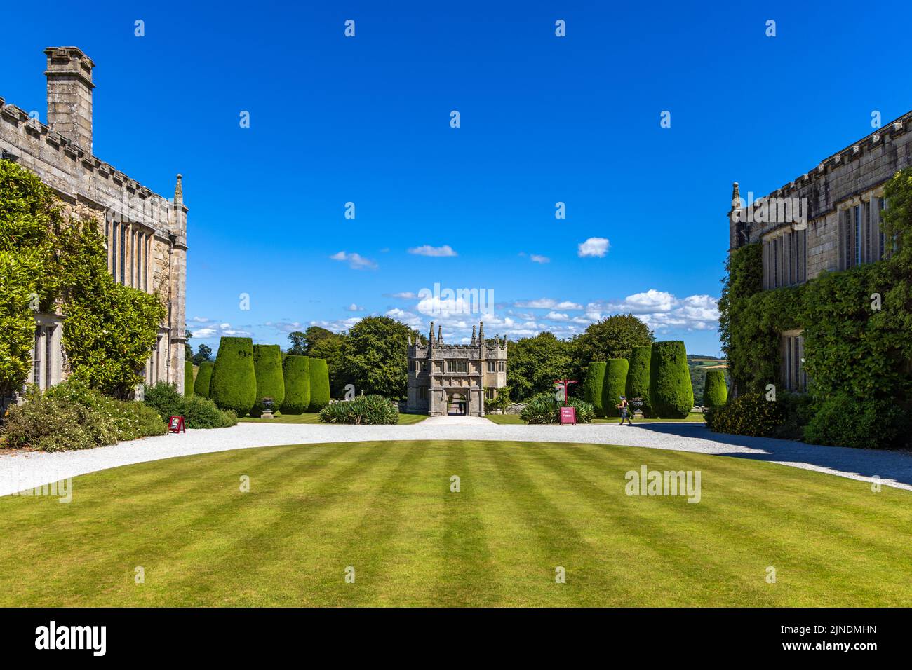 Lanhydrock House and the seventeenth century gatehouse in south Cornwall near Bodmin, England Stock Photo